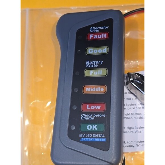 12V Battery Load Tester Car Autocycle Alternator Analyzer Check Diagnostic Tool - Picture 2 of 2